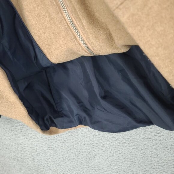 Tommy Hilfiger Jacket Womens Medium Brown Beige Full Zip Hooded 59% Wool - Picture 4 of 11